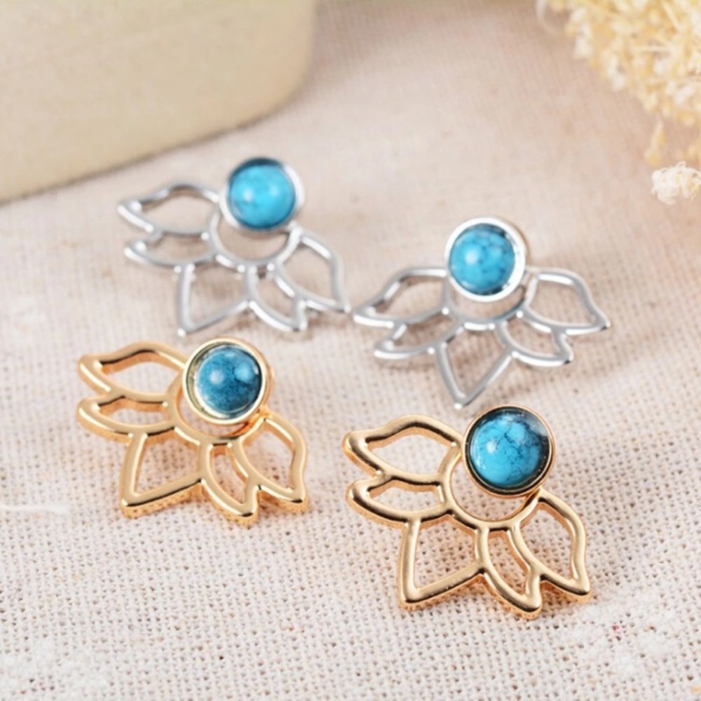 ❗️2 left❗️Turquoise Lotus Earrings